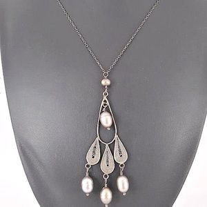 Collectible Yvone Christa filagree Sterling necklace with seed pearls